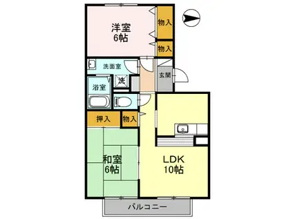フレンドコーポ A棟(2LDK/2階)の間取り写真