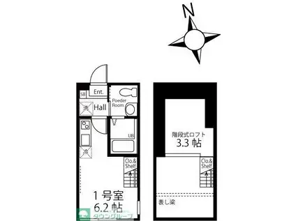 ハーミットクラブハウス横浜弘明寺IIA棟(ワンルーム/1階)の間取り写真