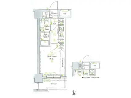 グラントゥルース門前仲町(1K/8階)の間取り写真
