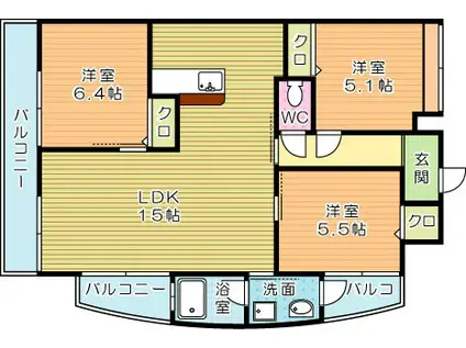 LEAD大手町(3LDK/6階)の間取り写真