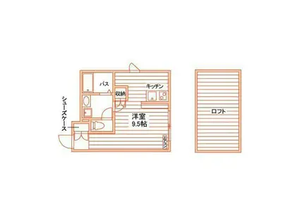 メゾン佛欄西A・B(ワンルーム/2階)の間取り写真