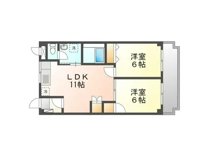 ハッピーマウンテン(2LDK/1階)の間取り写真