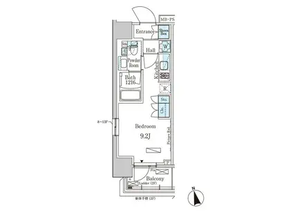 パークアクシス門前仲町イースト(ワンルーム/9階)の間取り写真