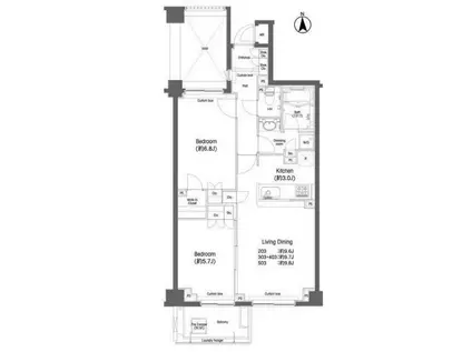 戸越銀座プレイス(2LDK/2階)の間取り写真