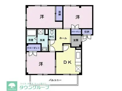 レイクヒルズ2(3DK/1階)の間取り写真