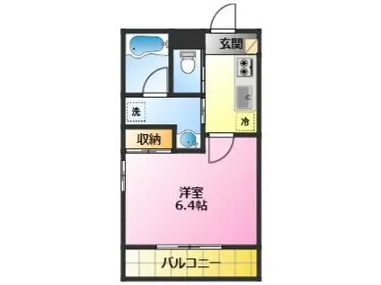 セレソ中原(1K/2階)の間取り写真