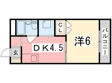野里ハイツ(1DK/1階)の間取り写真