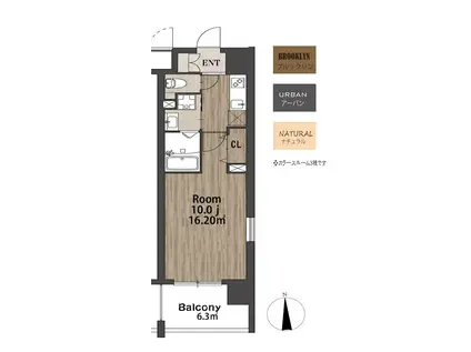 KATURA高崎(1K/4階)の間取り写真