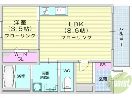NEOHEIM(1LDK/1階)の間取り写真