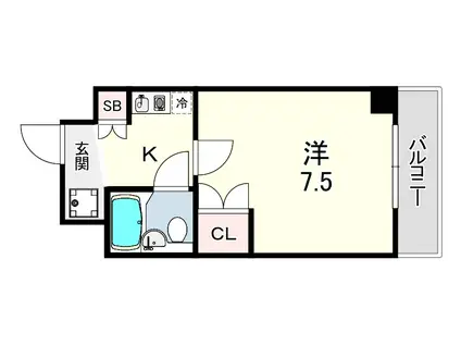 グランシャリオ王子(1K/2階)の間取り写真