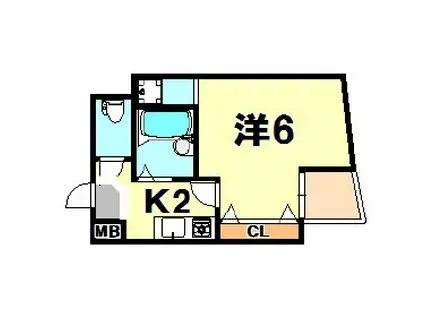 シュープリーム(1K/6階)の間取り写真