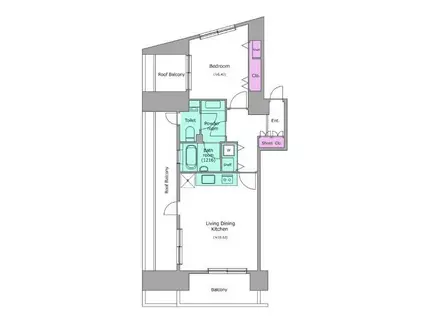 アーバンパーク麻布十番(1LDK/9階)の間取り写真