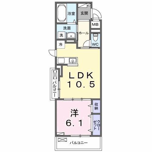 クラール 今泉(1LDK/2階)の間取り写真