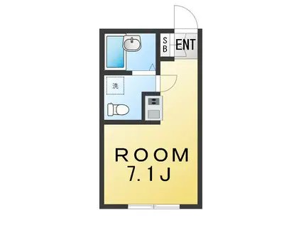 ヴィノシティ横浜弘明寺(ワンルーム/1階)の間取り写真