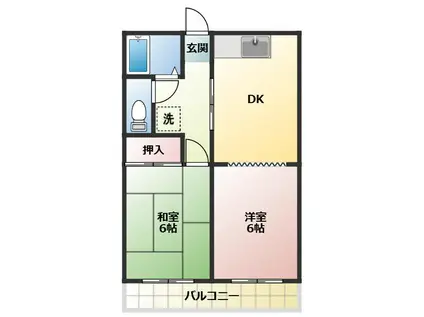 ルーミングナラハシ(2DK/1階)の間取り写真