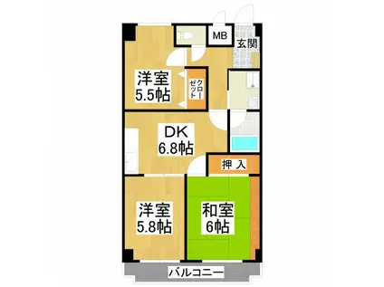 ピソ・キタノ(3DK/1階)の間取り写真