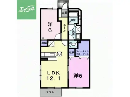 エクセル彩が丘(2LDK/1階)の間取り写真