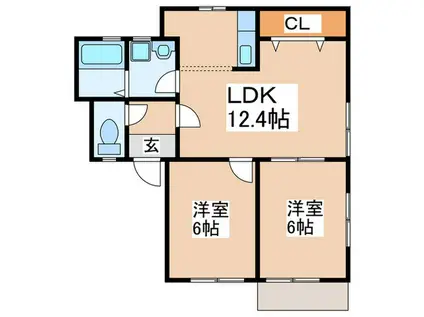 ジョエいずみA(2LDK/1階)の間取り写真