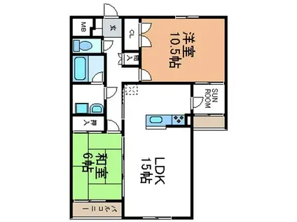 AP-V(2LDK/2階)の間取り写真