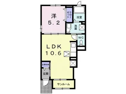 豊橋鉄道東田本線 東田坂上駅 徒歩5分 2階建 築6年(1LDK/1階)の間取り写真