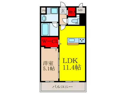 アクア プリータ(1LDK/5階)の間取り写真