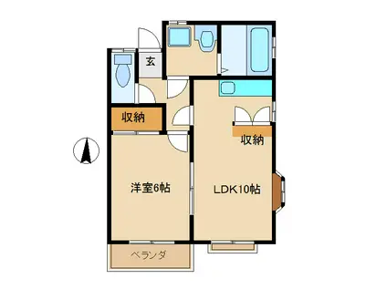 ベラカーサ セコンド(1LDK/1階)の間取り写真