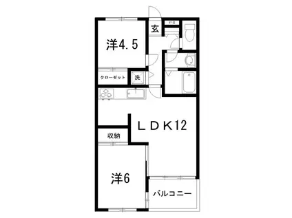 桜ハウス(2LDK/2階)の間取り写真