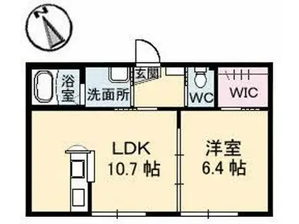 メルカートS棟(1LDK/1階)の間取り写真