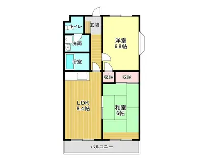 ビューしじみの森(2LDK/3階)の間取り写真