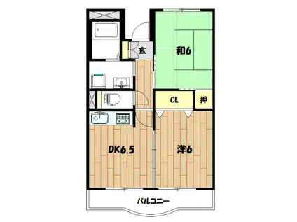 ヴィラアシェンダ(2DK/2階)の間取り写真