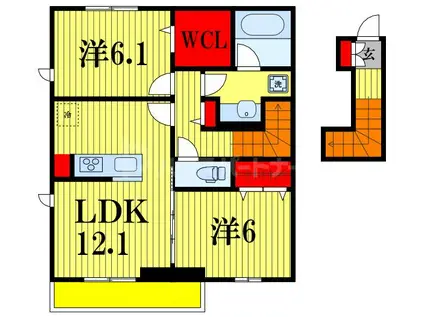 せざんぬ(2LDK/2階)の間取り写真