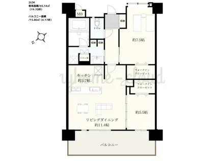 プレサンスロジェ宜野湾大山ヴォール(2LDK/6階)の間取り写真
