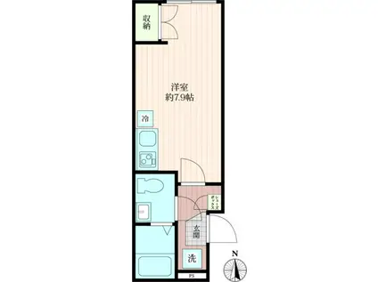 足立区千住緑町2丁目(ワンルーム/2階)の間取り写真