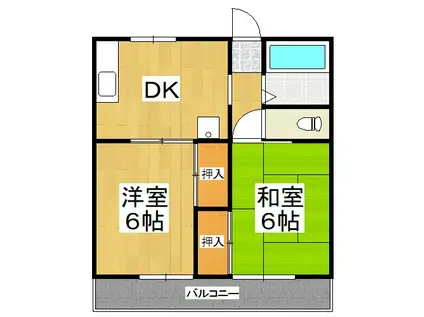 コーポ平島(2DK/2階)の間取り写真