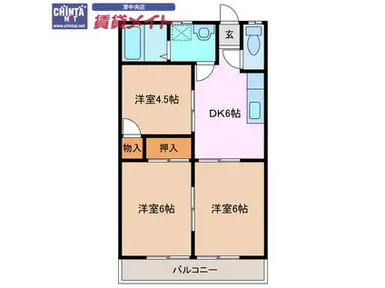 デリラ白塚A(3DK/2階)の間取り写真