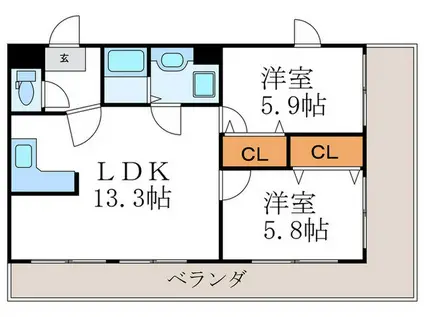 GARNET RESIDENCE上桂(2LDK/2階)の間取り写真