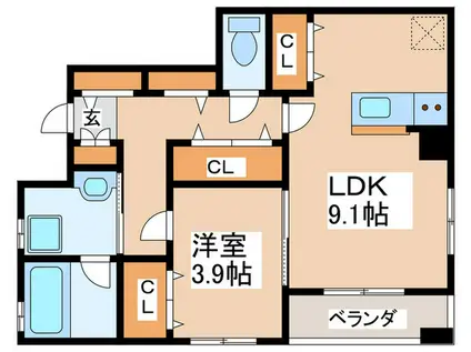 モンテ・リブロ(1LDK/2階)の間取り写真