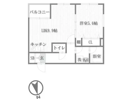 IOMスクエアー(1LDK/1階)の間取り写真