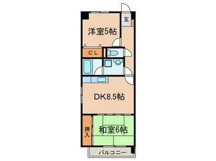南山第2スカイハイツ(2DK/2階)の間取り写真