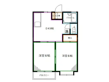 グランバレイ(2DK/2階)の間取り写真