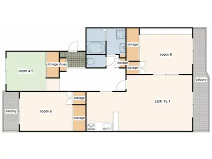 ECLARGE B棟(3LDK/2階)の間取り写真