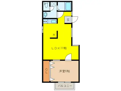 ルナハイム(1LDK/2階)の間取り写真