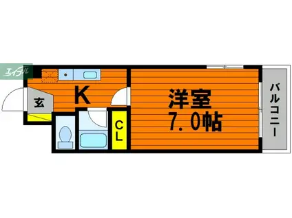 ヴェルメス津島II(1K/5階)の間取り写真