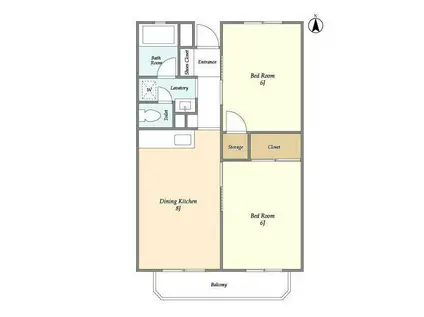 グリーンコーポ金田10号棟(2DK/2階)の間取り写真