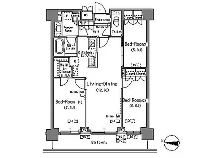 パークアクシス辰巳(3LDK/9階)の間取り写真
