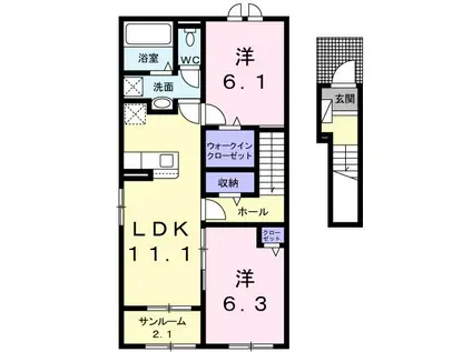 セレンディピティ(2LDK/2階)の間取り写真