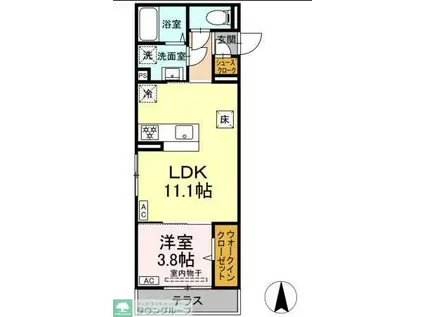 D PAINA 新吉田東(1LDK/1階)の間取り写真