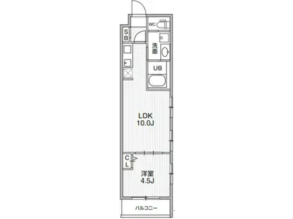 ALIVIS本八幡(1LDK/4階)の間取り写真