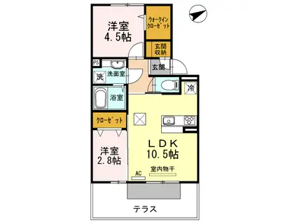 エトワールII(2LDK/1階)の間取り写真