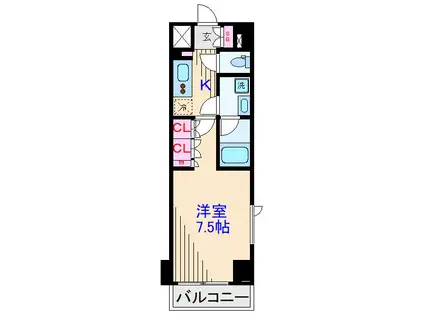 ルーブル川崎中丸子弐番館(1K/4階)の間取り写真